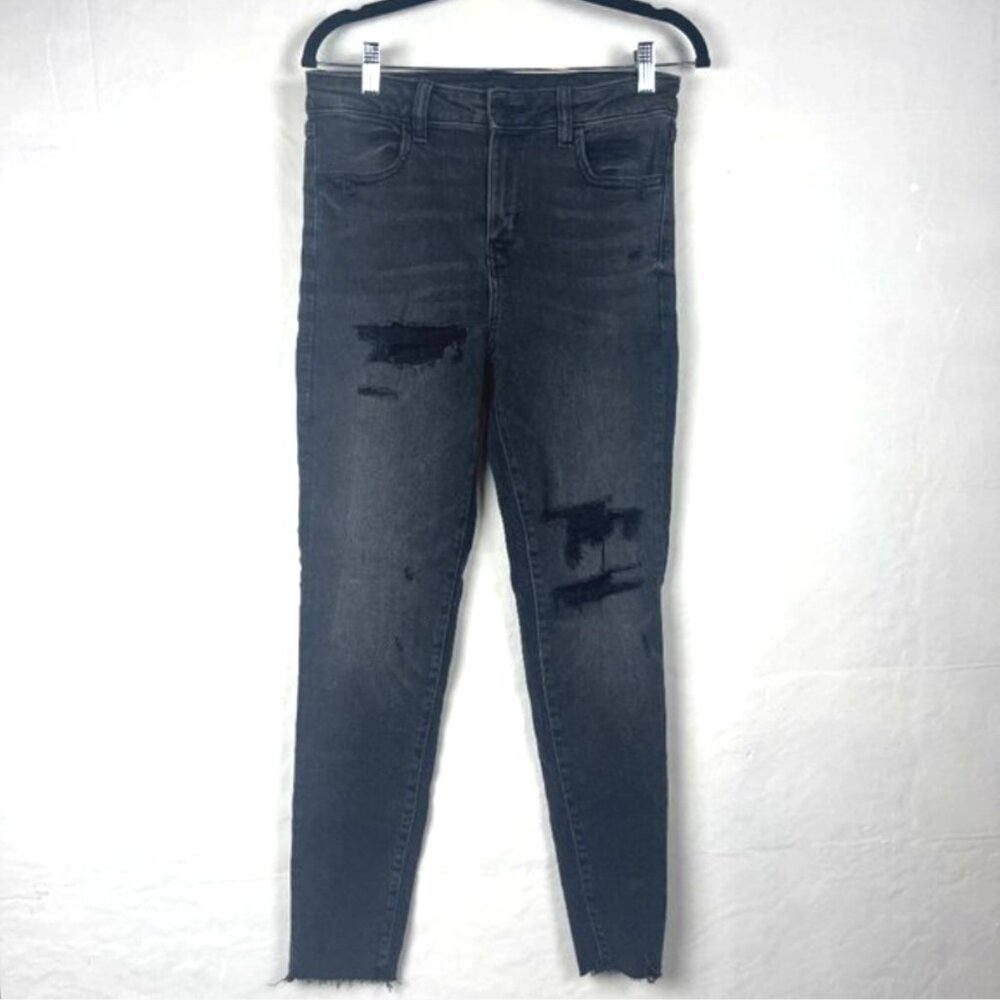 2/$30 NWT American Eagle Real Good Distressed Black Jeans 10 Regular